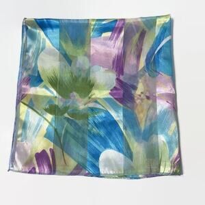 Floral Scarf 20"x20" Vintage Striped Square Multicolor Nature Garden Neck Wrap